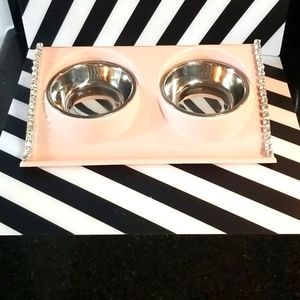 Pink rhinestone pet bowls